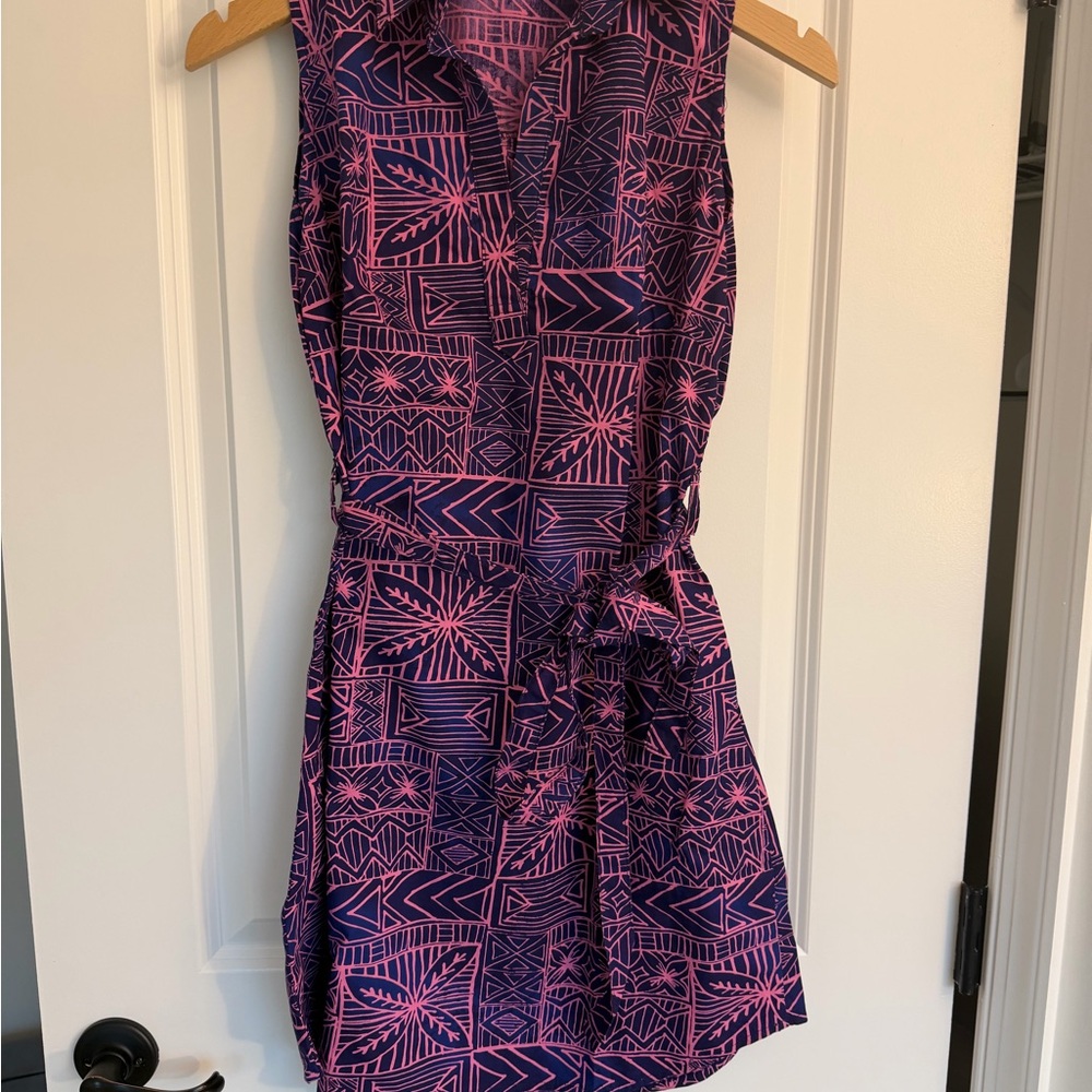 Small Sleeveless Geometric Pink and Blue Dress - Sialei by Tanoa Hawaii